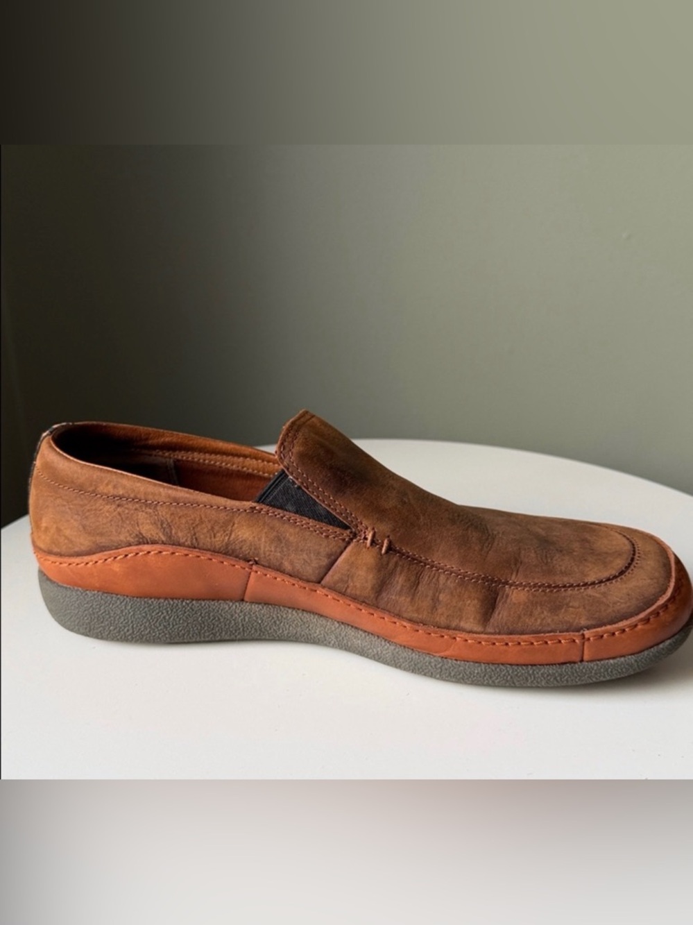 Chaco Men's Montrose leather /suede slip-on loafers in rust brown